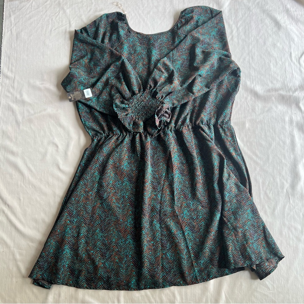 Wrangler Retro NWT Green Brown V-Neck Long Sleeve Stretchy Dress Size 3XL - Picture 7 of 9